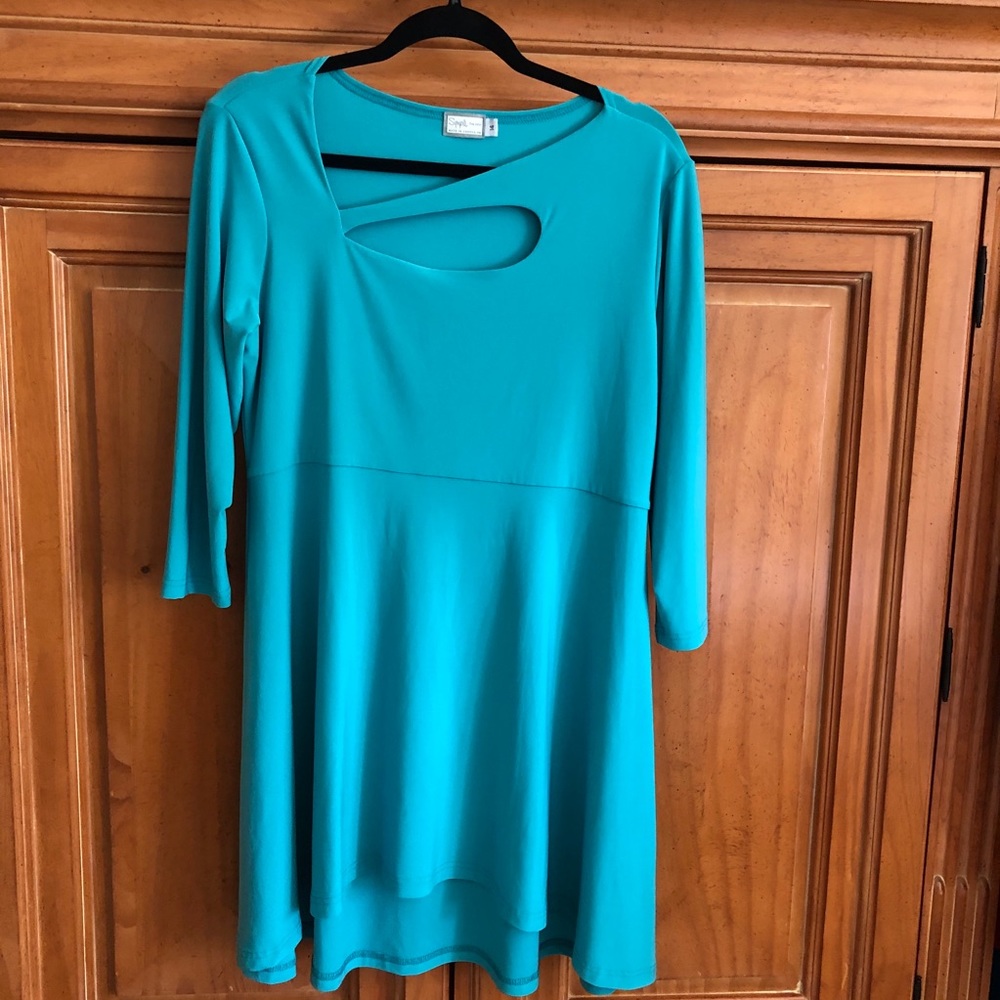 Sympli Halo Tunic 3/4 sleeve AQUA 14 NWT